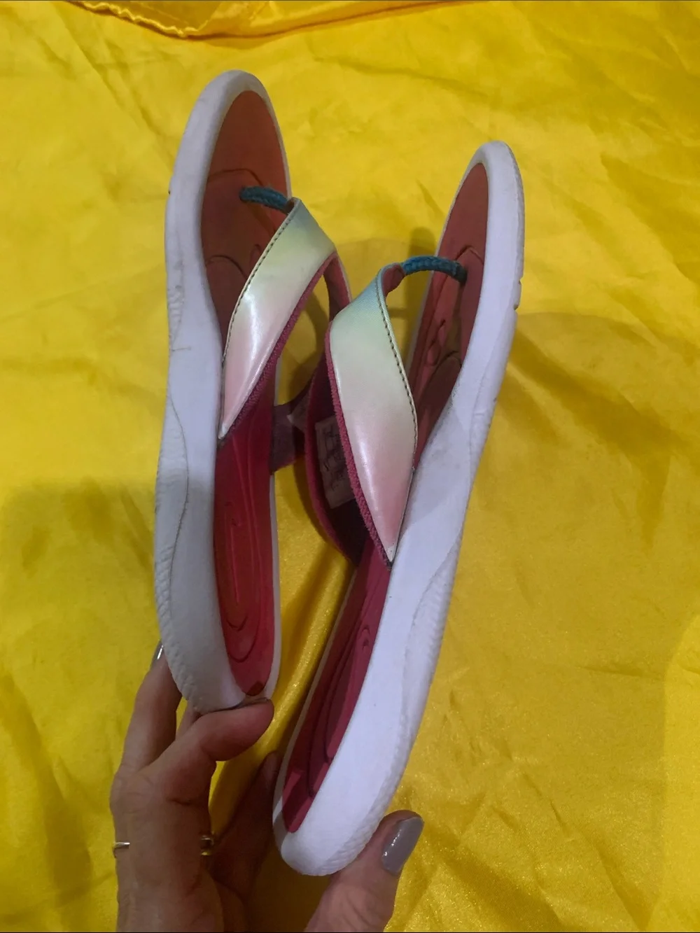 Nike Kids Iridescent Strap Pink Footbed Flip Flops